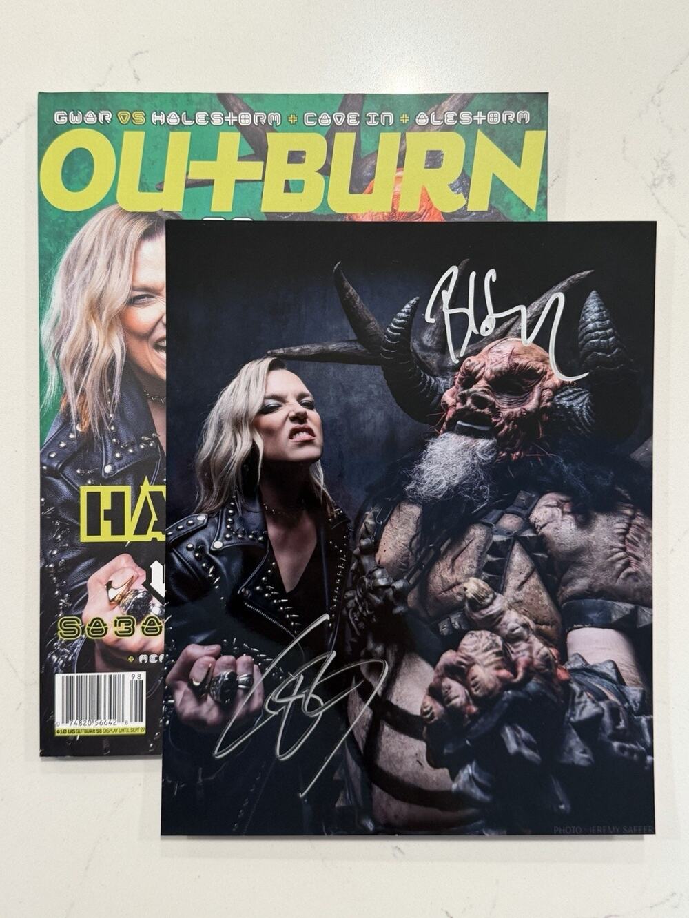 LZZY HALE & BLOTHAR THE BERSERKER Dual Signed 8x10 Photo Halestorm vs Gwar #2